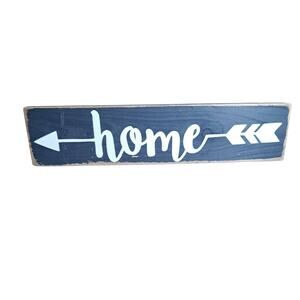 home Arrow Wall Sign Home Decor Wood Black Paint White Script 13 Inch Long Hook